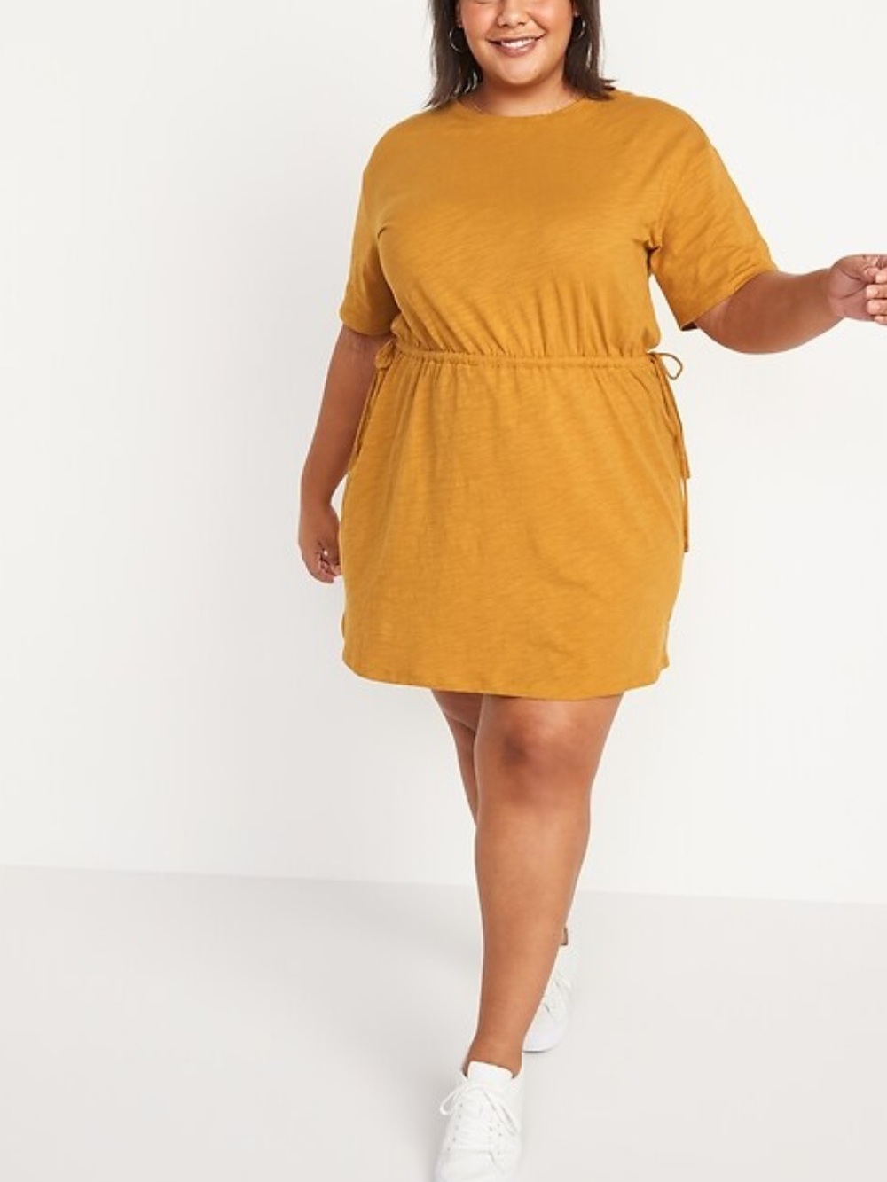 Old Navy Dress - Waist-Defined Short-Sleeve Slub-Knit Mini T-Shirt Mustard